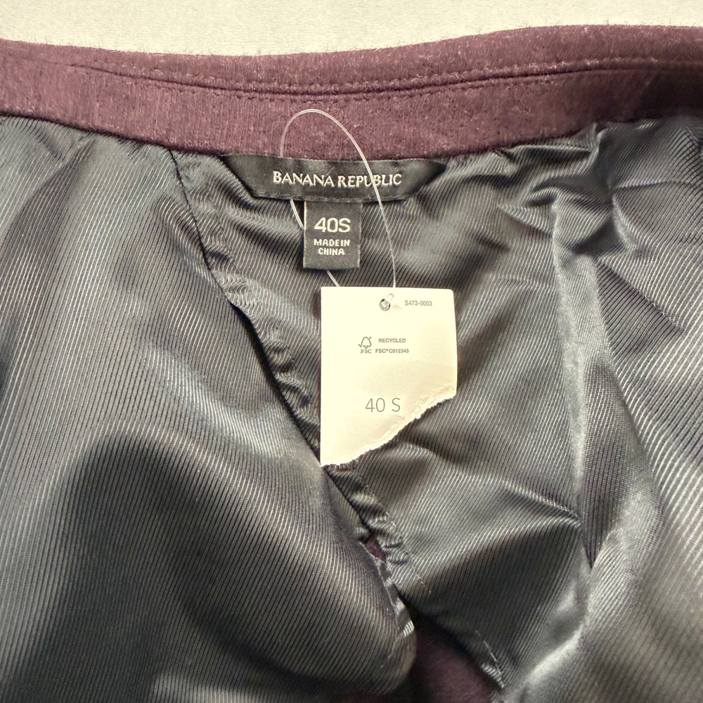 Banana Republic Slim Fit Wool Blend Blazer Burgundy Sport Coat 40S Mens NWT - Picture 4 of 10